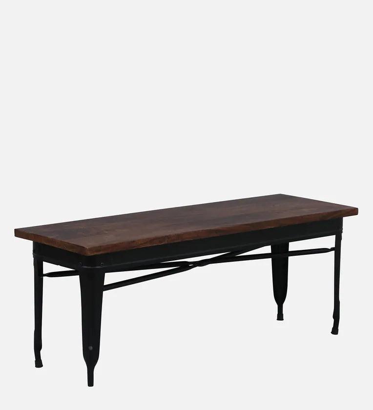 Metal 6 Seater Dining Set In Scratch Resistant Black Colour With Bench - Ouch Cart