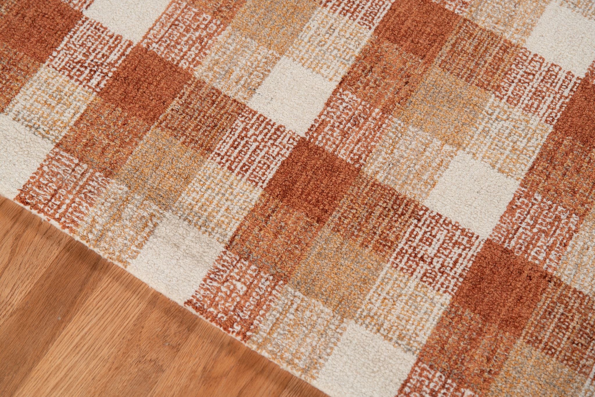 Orange Wool Tartan 8X10 Feet Hand-Tufted Carpet - Rug