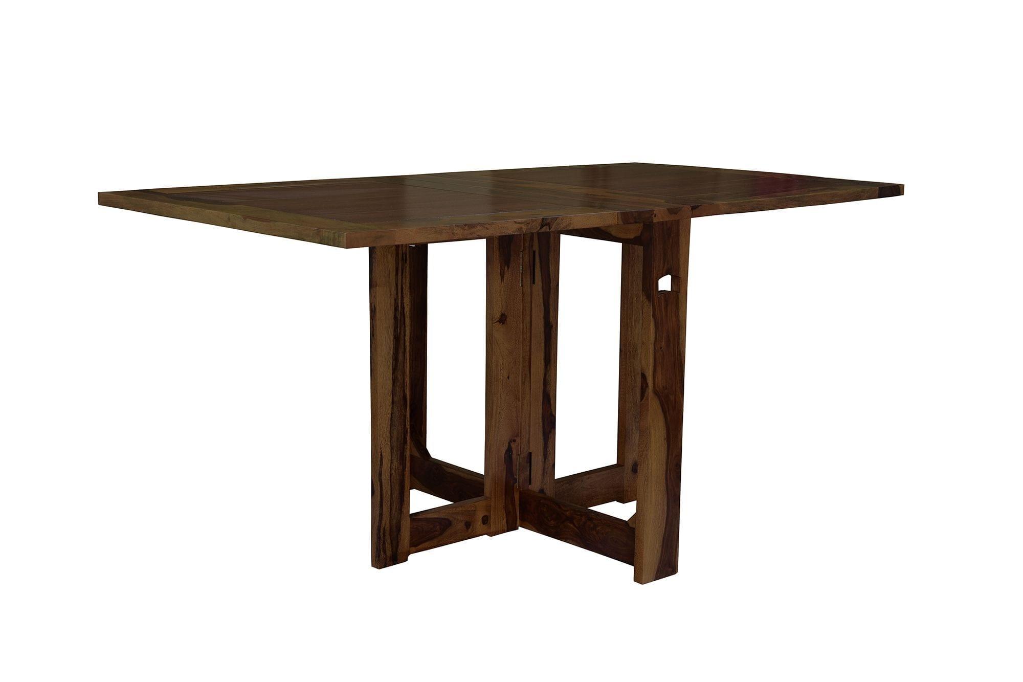Sheesham Wood foldable dining table in walnut finish - Ouch Cart