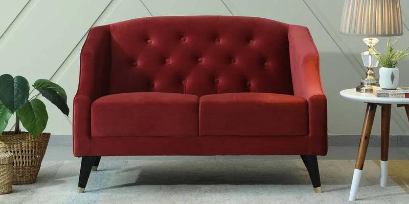 Velvet 2 Seater Sofa In Maroon Colour - Ouch Cart