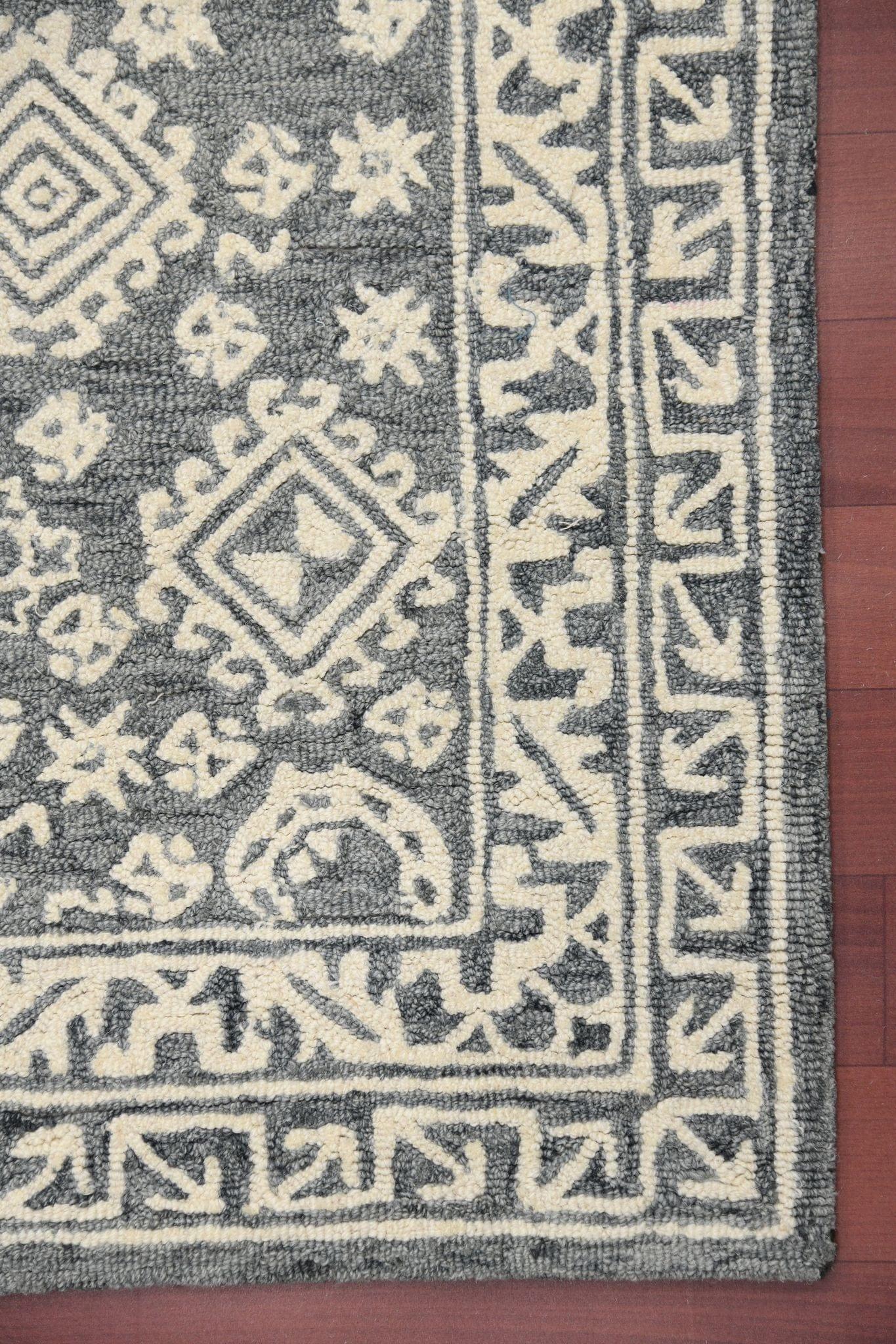 Slate Gray Wool Boston 4x6 Feet Hand-Tufted Carpet - Rug - Ouch Cart