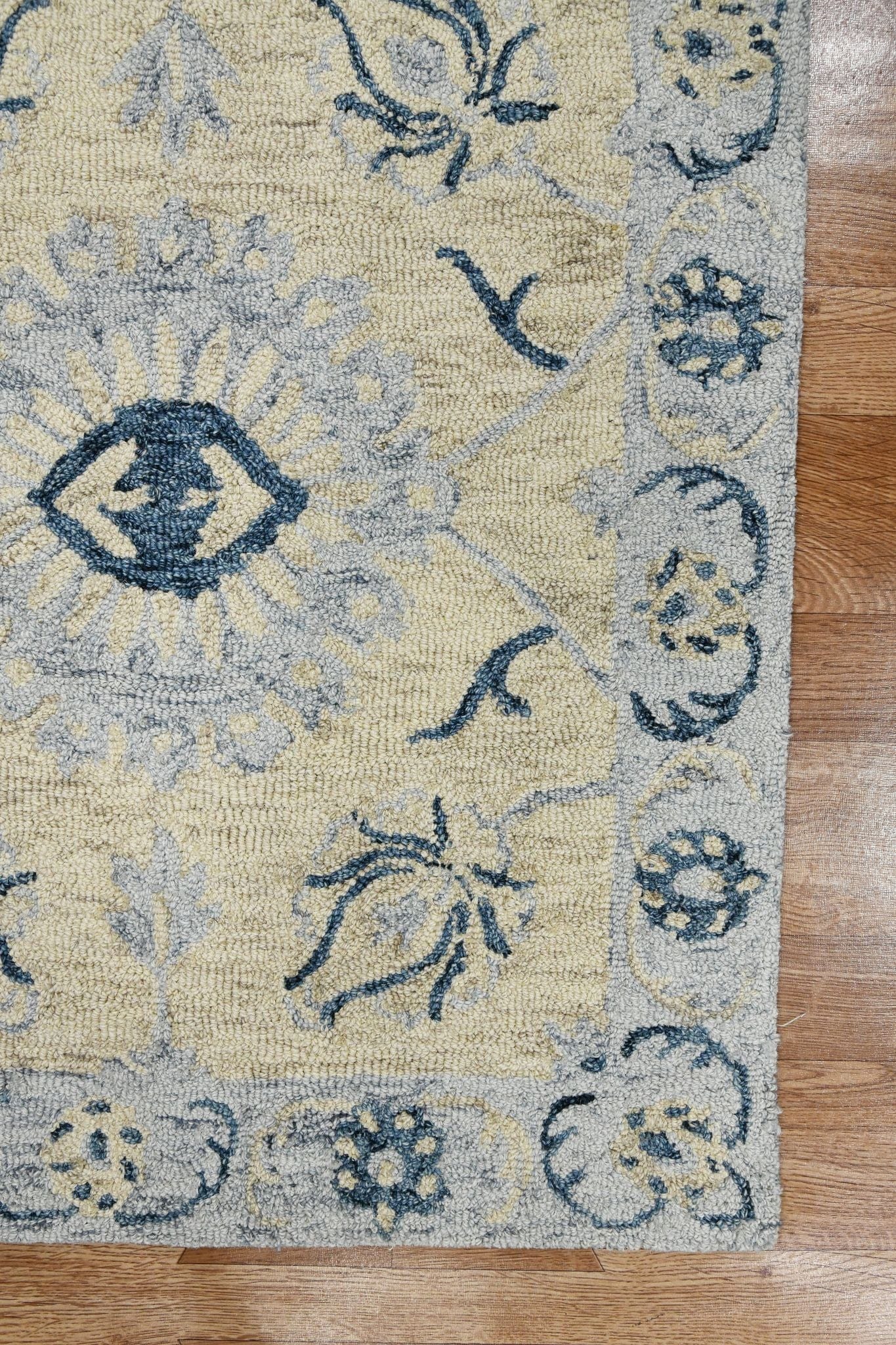 Light Blue Wool Romania 8X10 Feet  Hand-Tufted Carpet - Rug