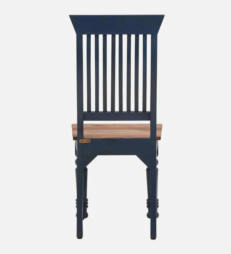 Sheesham Wood 4 Seater Square Dining Set In Blue & Natural Finish - Ouch Cart