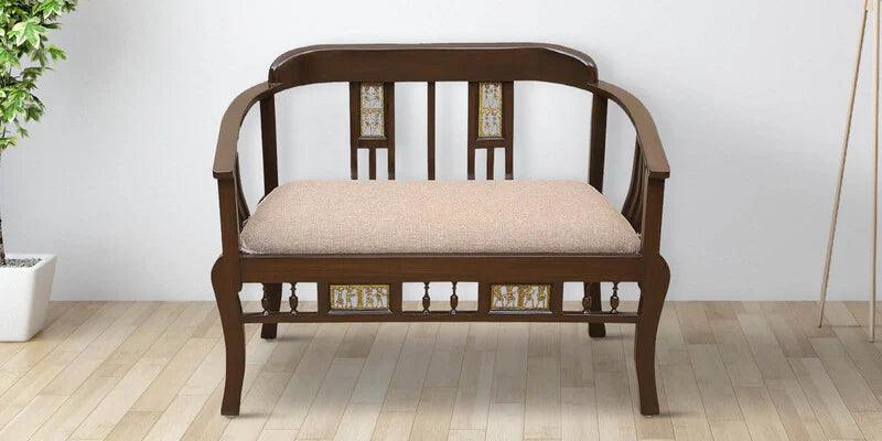 Teak Wood 2 Seater Sofa in Walnut Colour - Ouch Cart
