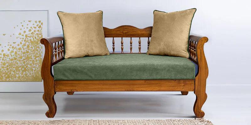 Teak Wood 2 Seater Sofa In Light Walnut - Ouch Cart