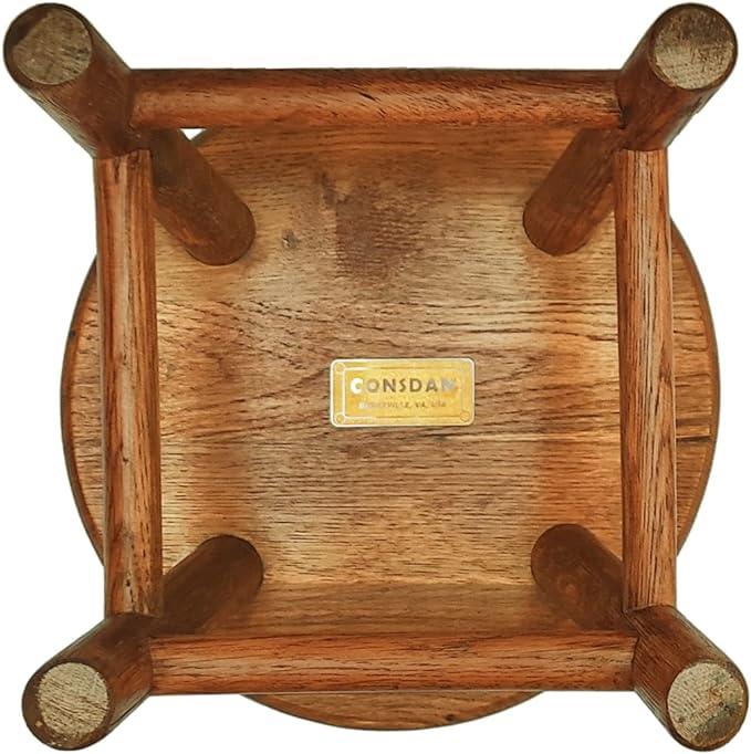 Milking Stool, USA Grown Oak, Plant Stand, Handcrafted Solid Wood Stool, 9" Low Stool, Round Step Stool, Wooden Stool for Kids, Small Short Stool, Shoe Changing Stool(Chocolate) - Ouch Cart