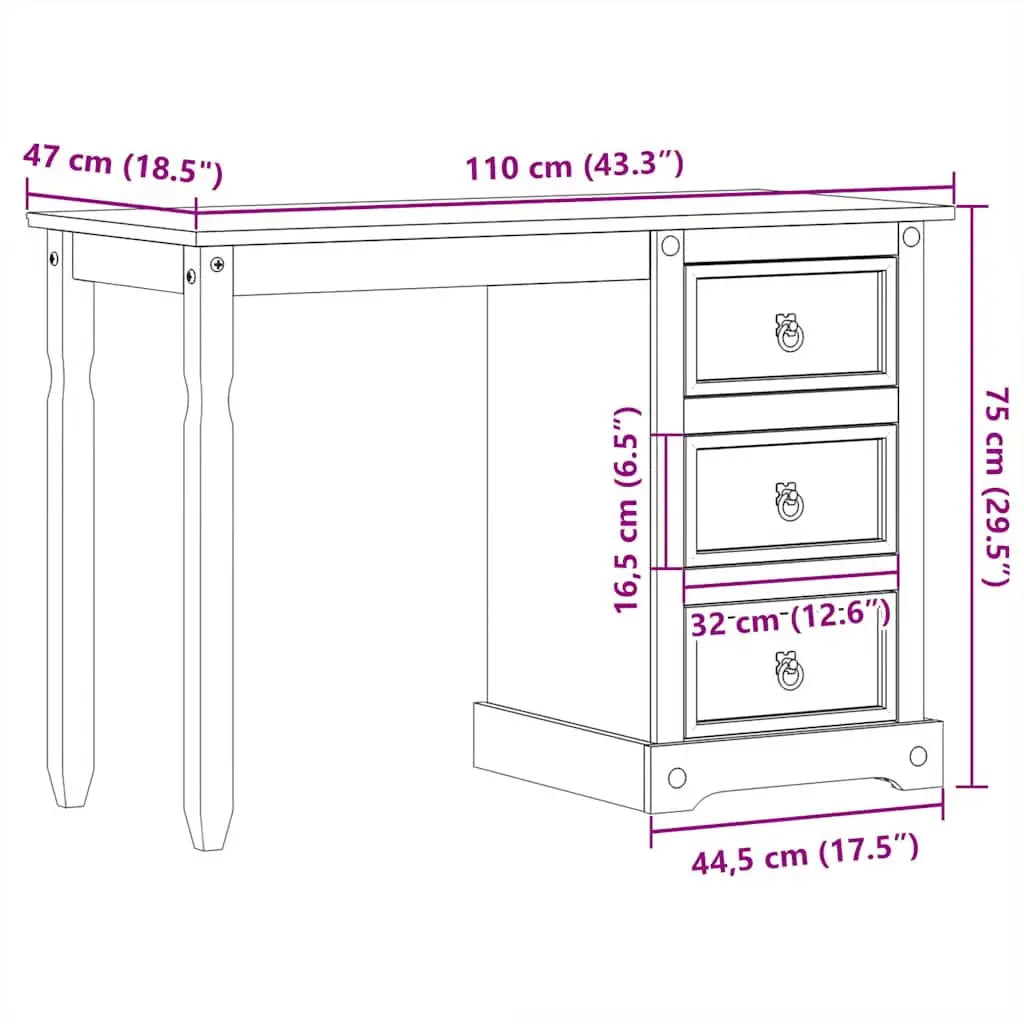 vidaXL Solid Pine Makeup Vanity – Honey Finish Dressing Table with Storage-OUCH CART |Dressing table