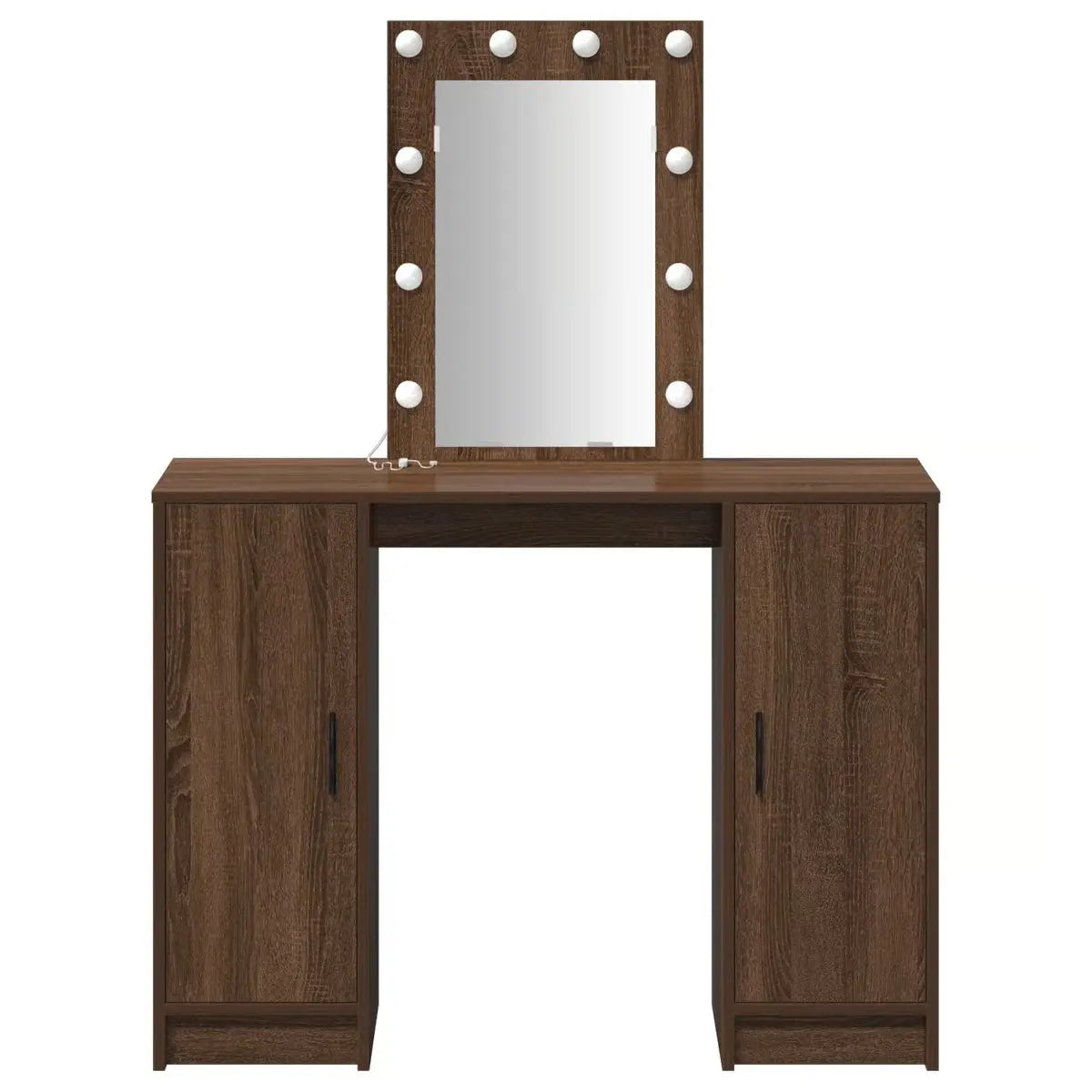 Brown Oak vidaXL Makeup Vanity with LED Lights – Dressing Table 102x33x135 cm - OUCH CART |Dressing table