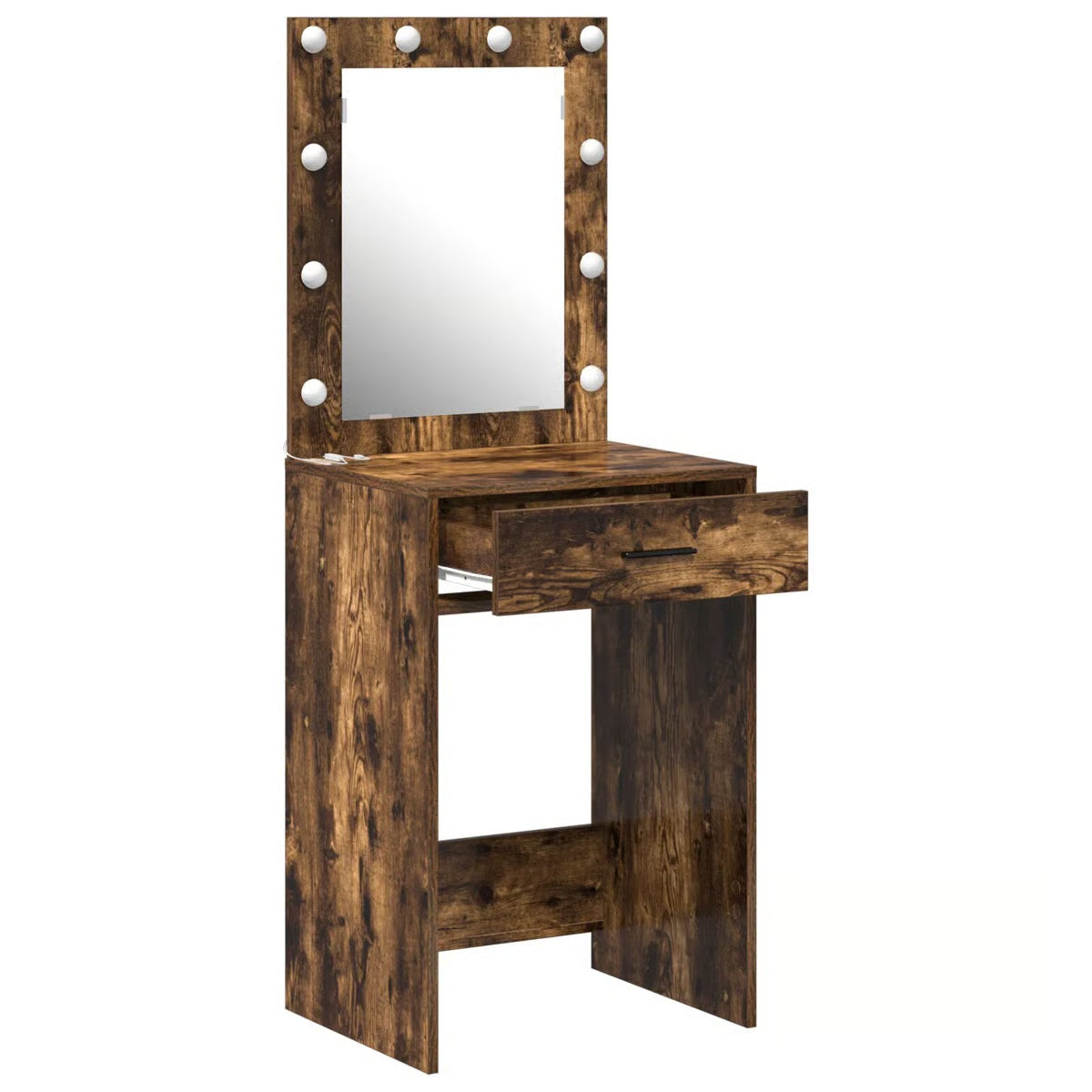 LED Lighted Dressing Table by vidaXL – Smoked Oak Makeup Vanity 19.7"x16.1"x53.1-OUCH CART |Dressing table