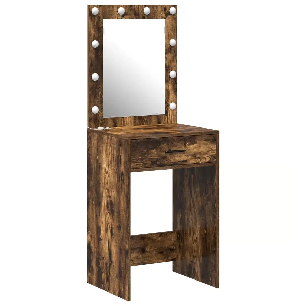 LED Lighted Dressing Table by vidaXL – Smoked Oak Makeup Vanity 19.7"x16.1"x53.1
