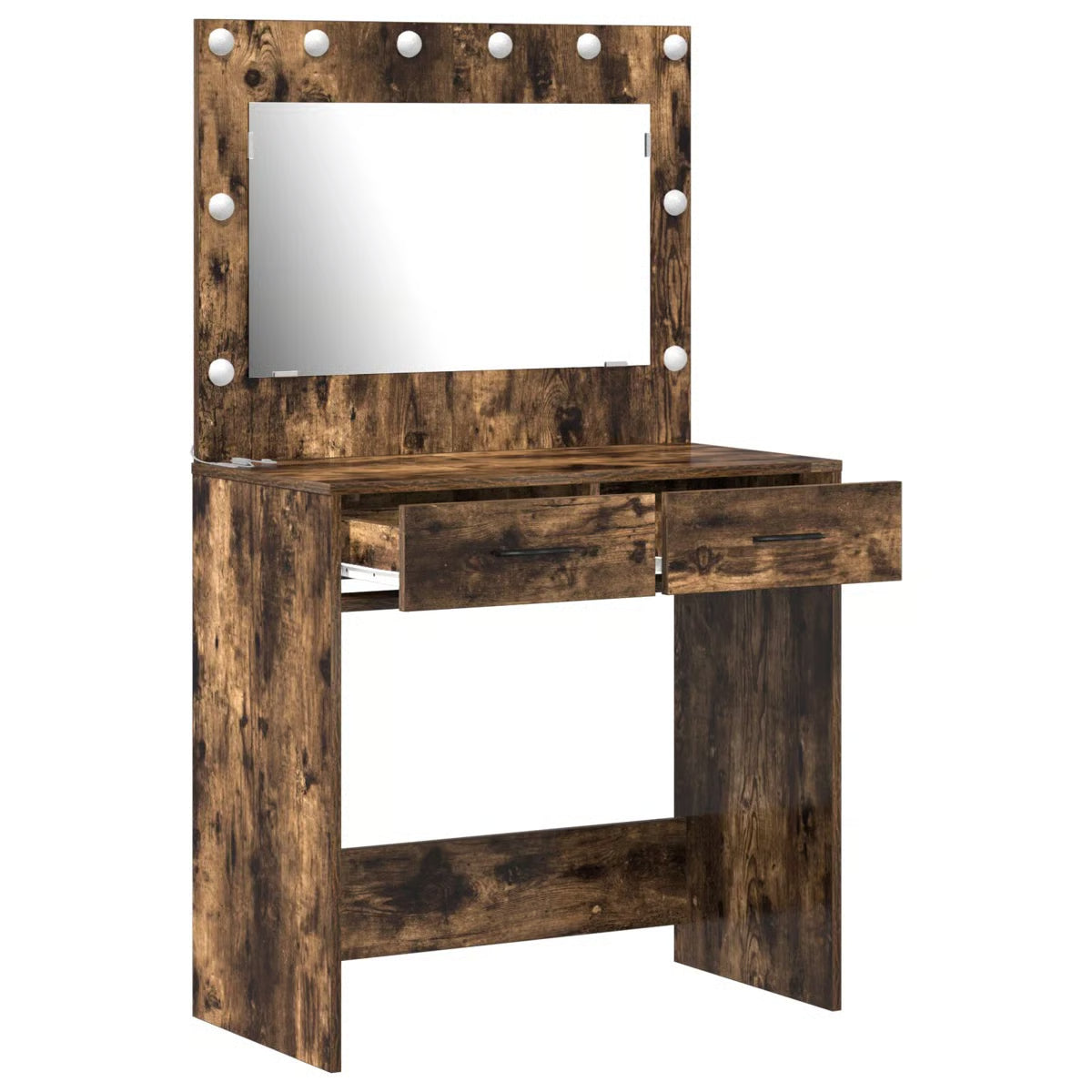 Smoked Oak vidaXL Makeup Vanity with LED Lights – Dressing Table 30.9"x16.1"x53.1-OUCH CART |Dressing table