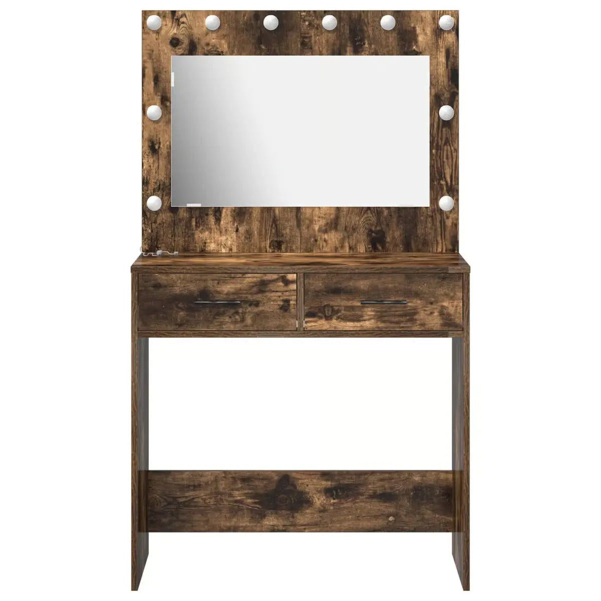 Smoked Oak vidaXL Makeup Vanity with LED Lights – Dressing Table 30.9"x16.1"x53.1