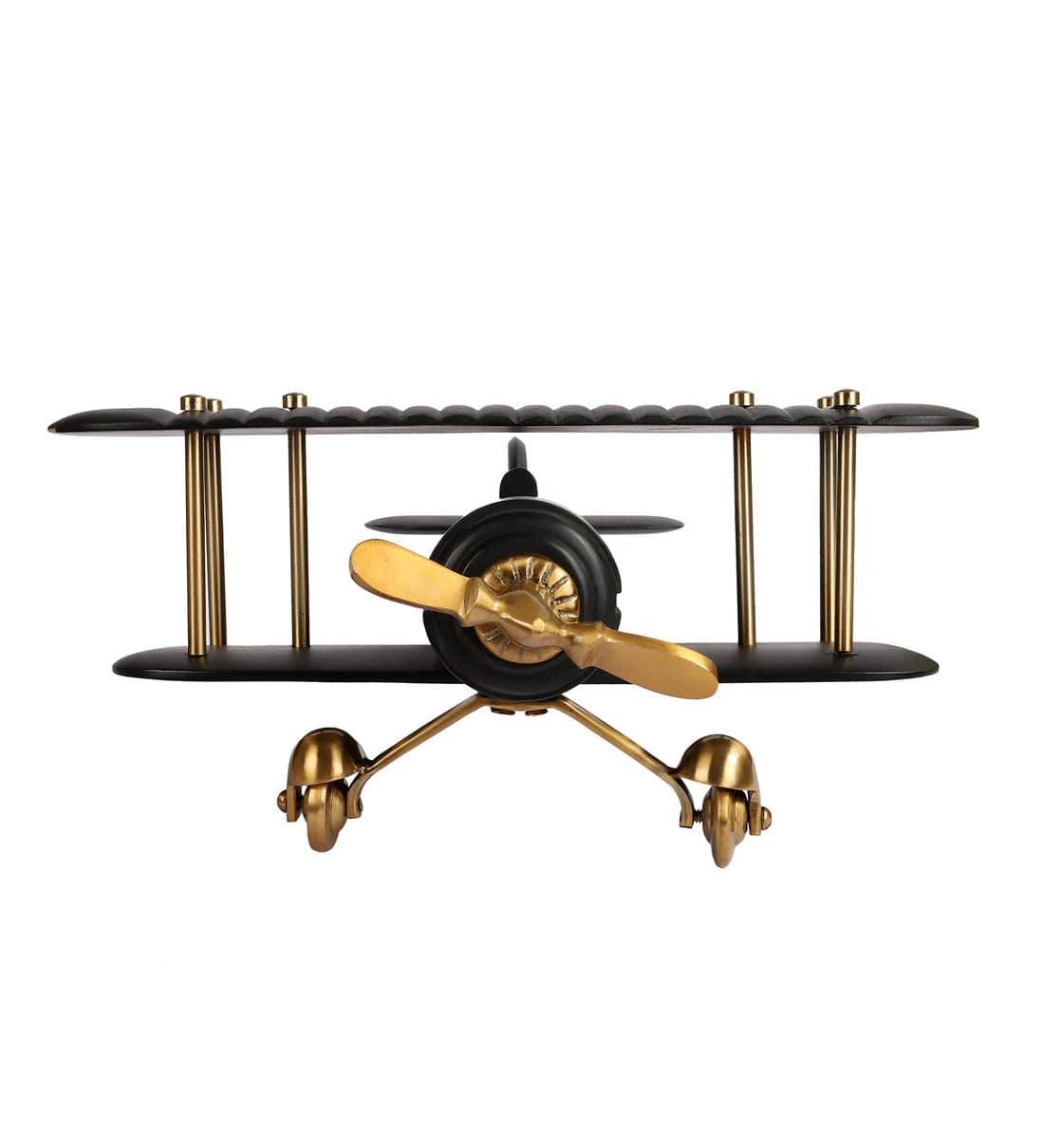 Vintage Airplacne Gold & Black Sheesham Wood Table Accent, - Ouch Cart