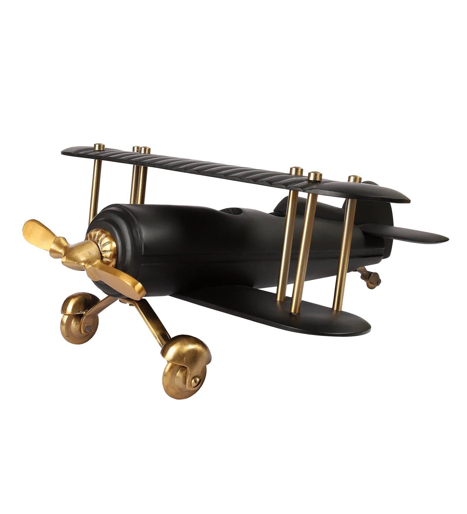 Vintage Airplacne Gold & Black Sheesham Wood Table Accent, - Ouch Cart