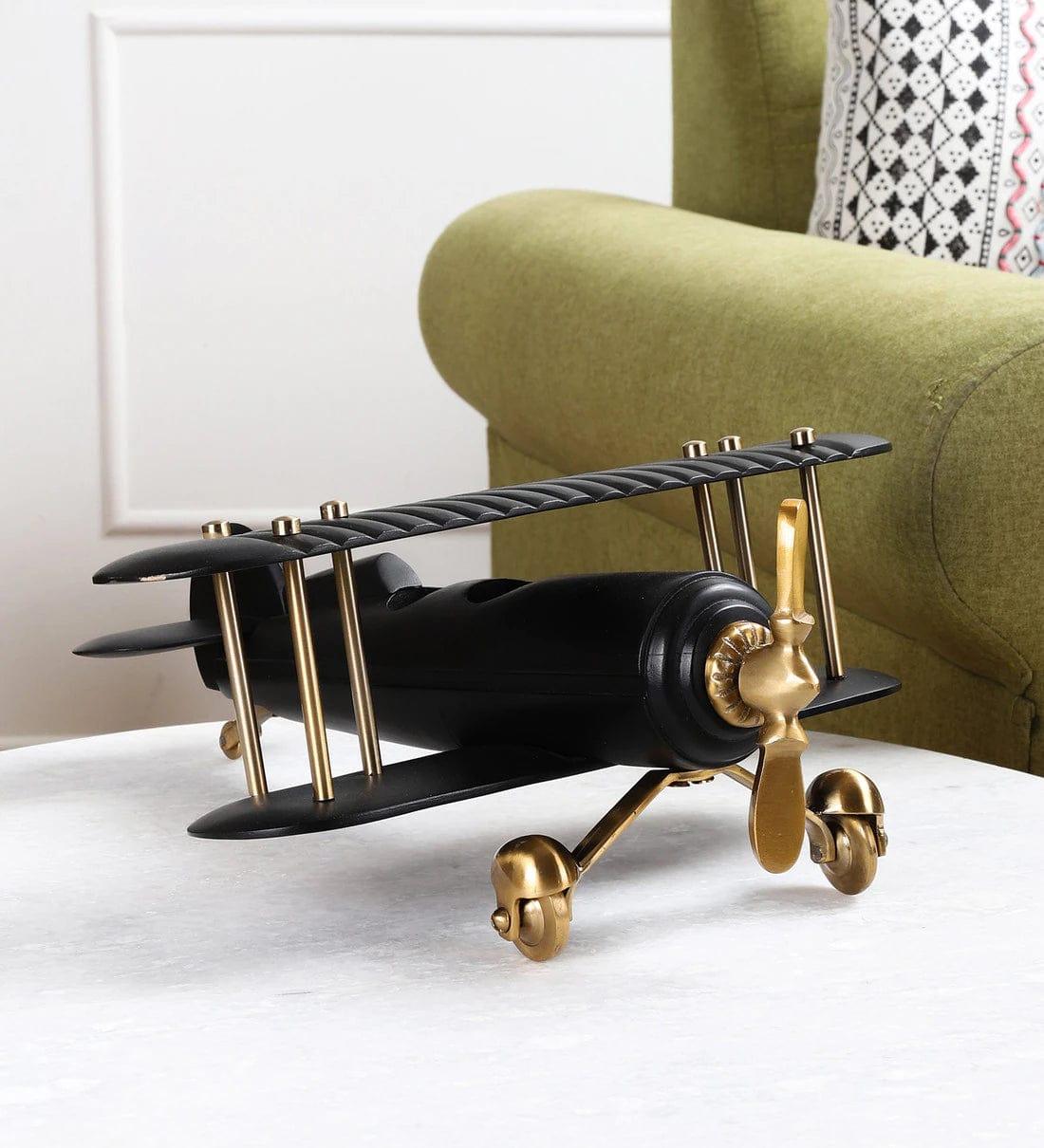 Vintage Airplacne Gold & Black Sheesham Wood Table Accent, - Ouch Cart