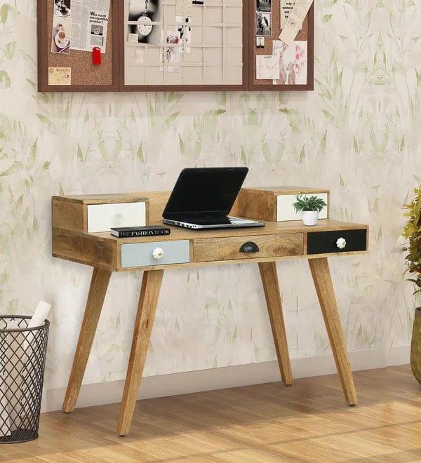 Vanessa Solid Wood Study Table In Natural Finish - Ouch Cart