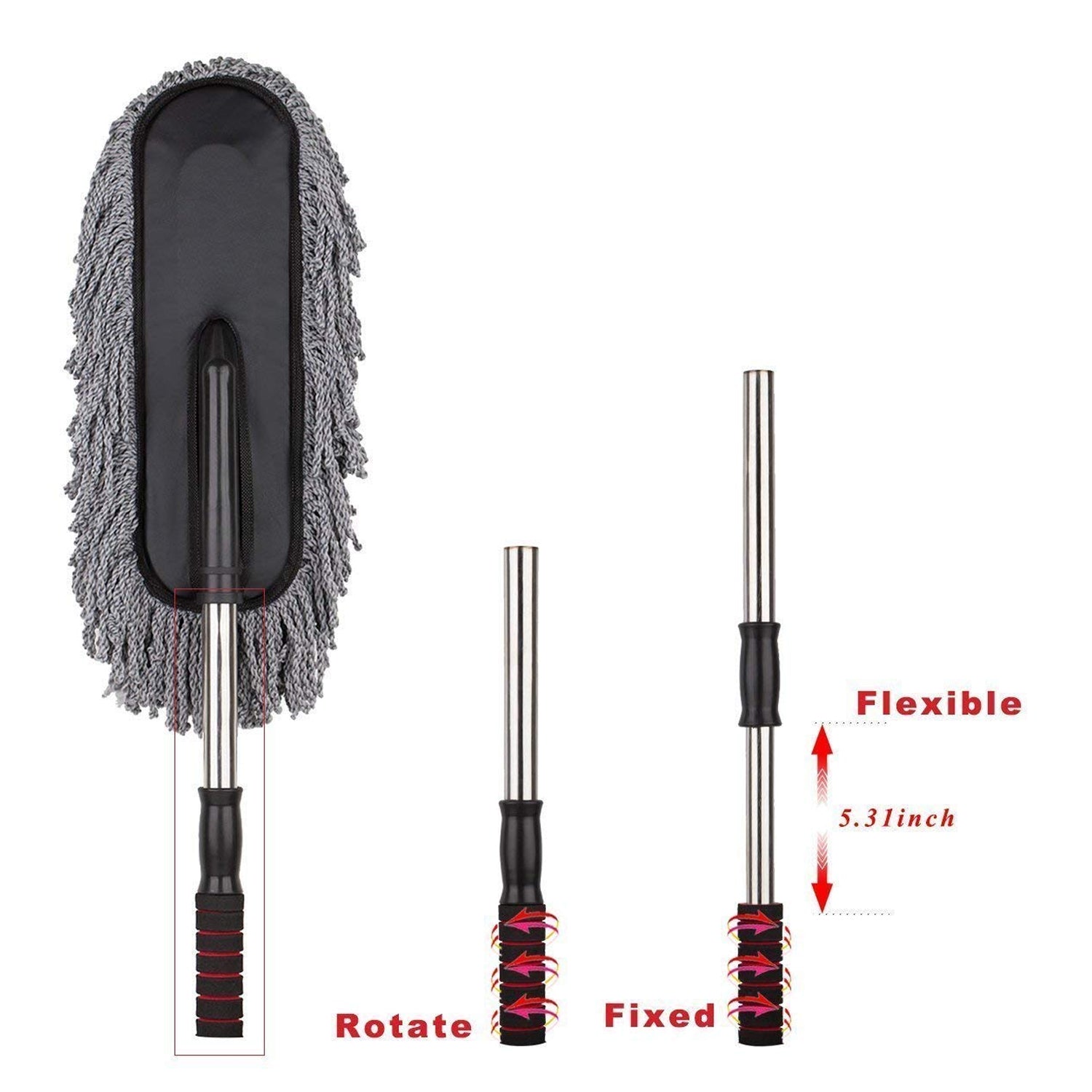 4749 Car Duster Long Retractablesoftnon-sliphandle Multipurpose Microfiber Wash Brush Vehicle Interior And Exterior Cleaning Kit With For Car Boats Or Home Wukusy