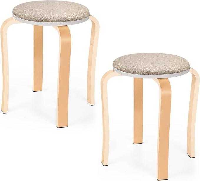 2 Portable Round Cusioned for Living Room, Backyard, Classroom, Kitchen, Pland Stand, Apartment, Side Table, Dinning, Garden, Kids, Guests - Ouch Cart