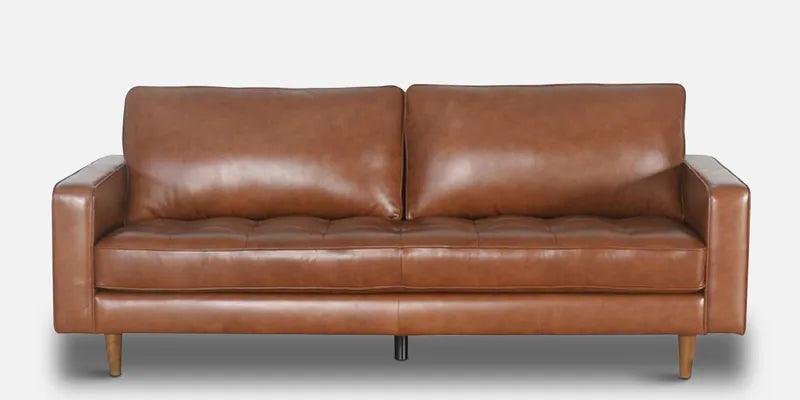 Leatherette 3 Seater Sofa In Tan Colour - Ouch Cart