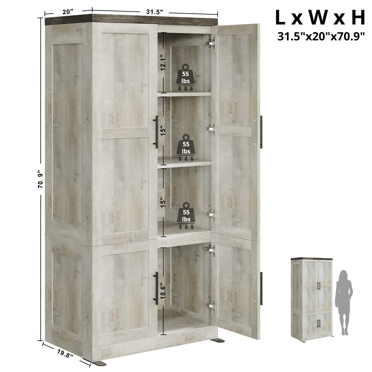 Sturdy 2-Door Wardrobe Closet with Hanging Rod and Spacious Interior-OUCH CART | Wardrobe