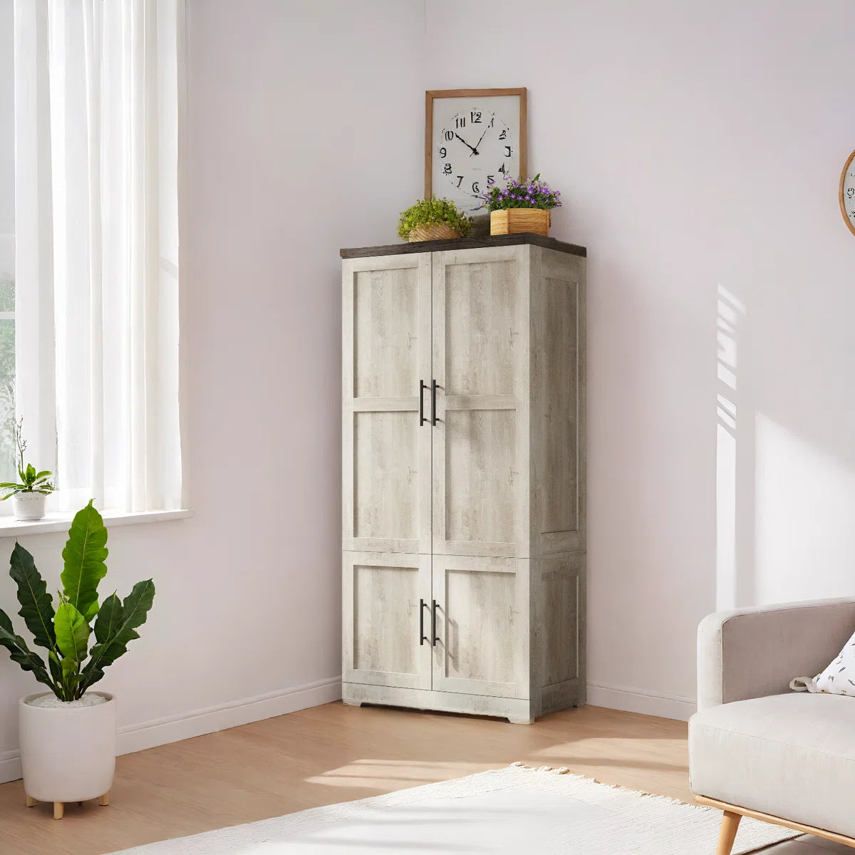 Sturdy 2-Door Wardrobe Closet with Hanging Rod and Spacious Interior