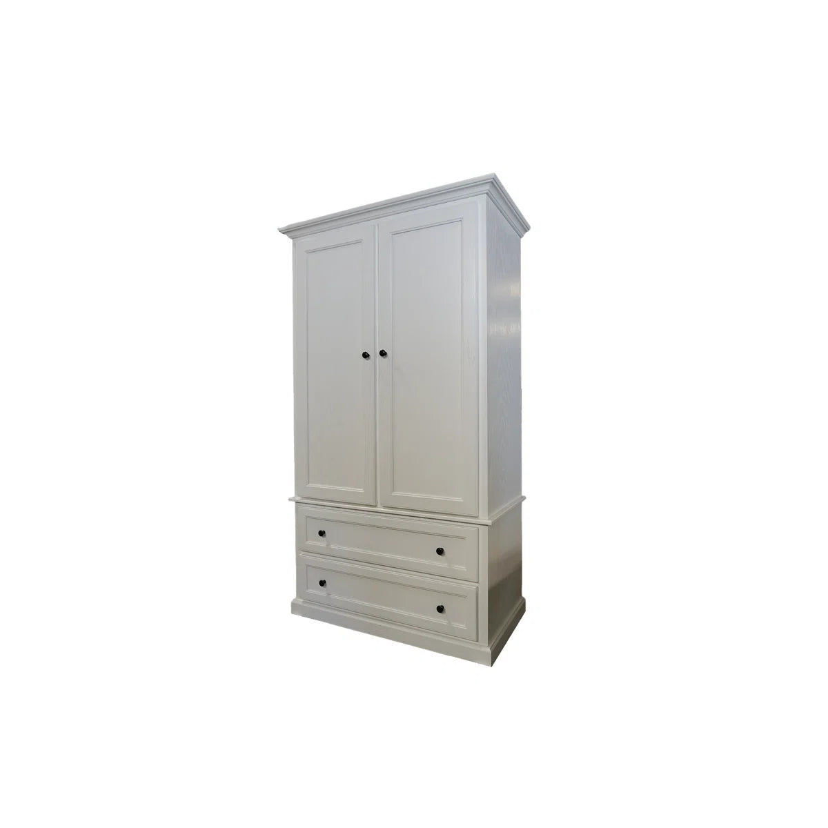 Modern Oak 3-Door Solid Wood Wardrobe Armoire with Large Drawers-OUCH CART | Wardrobe