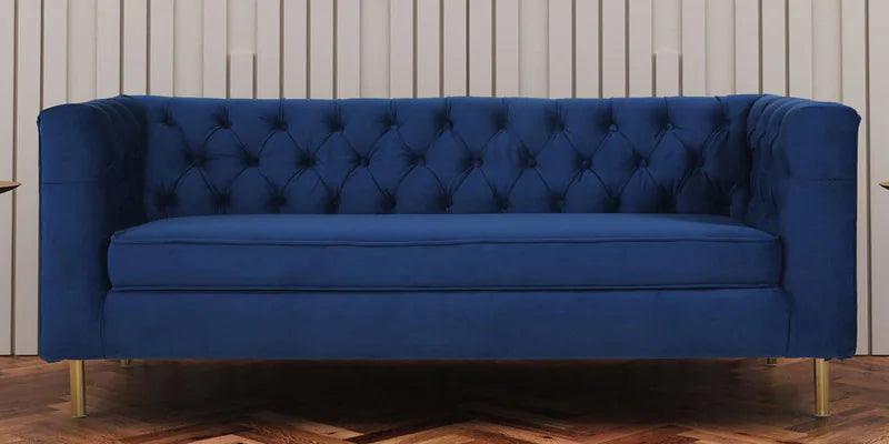 Velvet 3 Seater Sofa In Royal Blue Colour - Ouch Cart