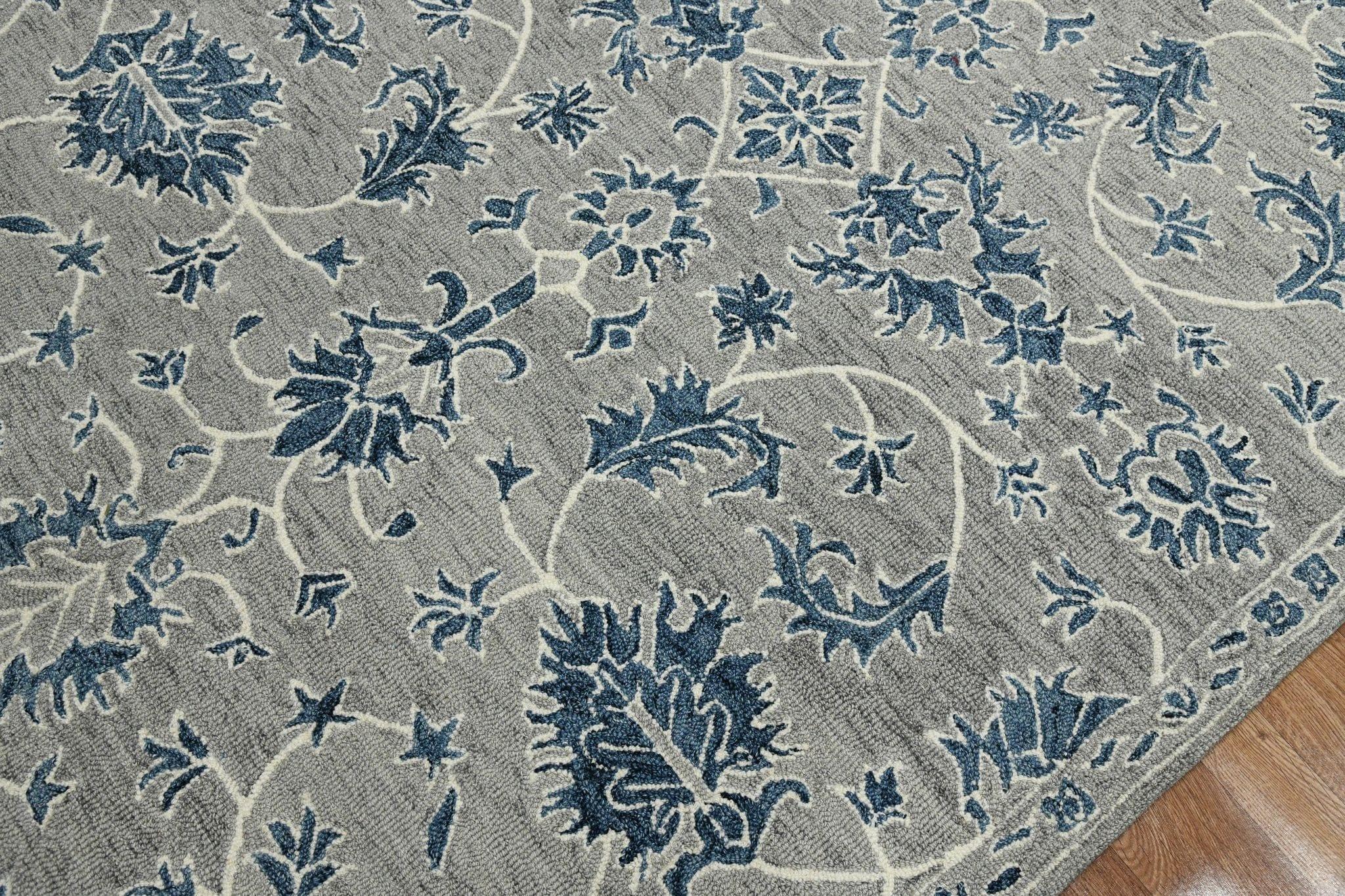 Gray Wool Romania 8X10 Feet Hand-Tufted Carpet - Rug - Ouch Cart