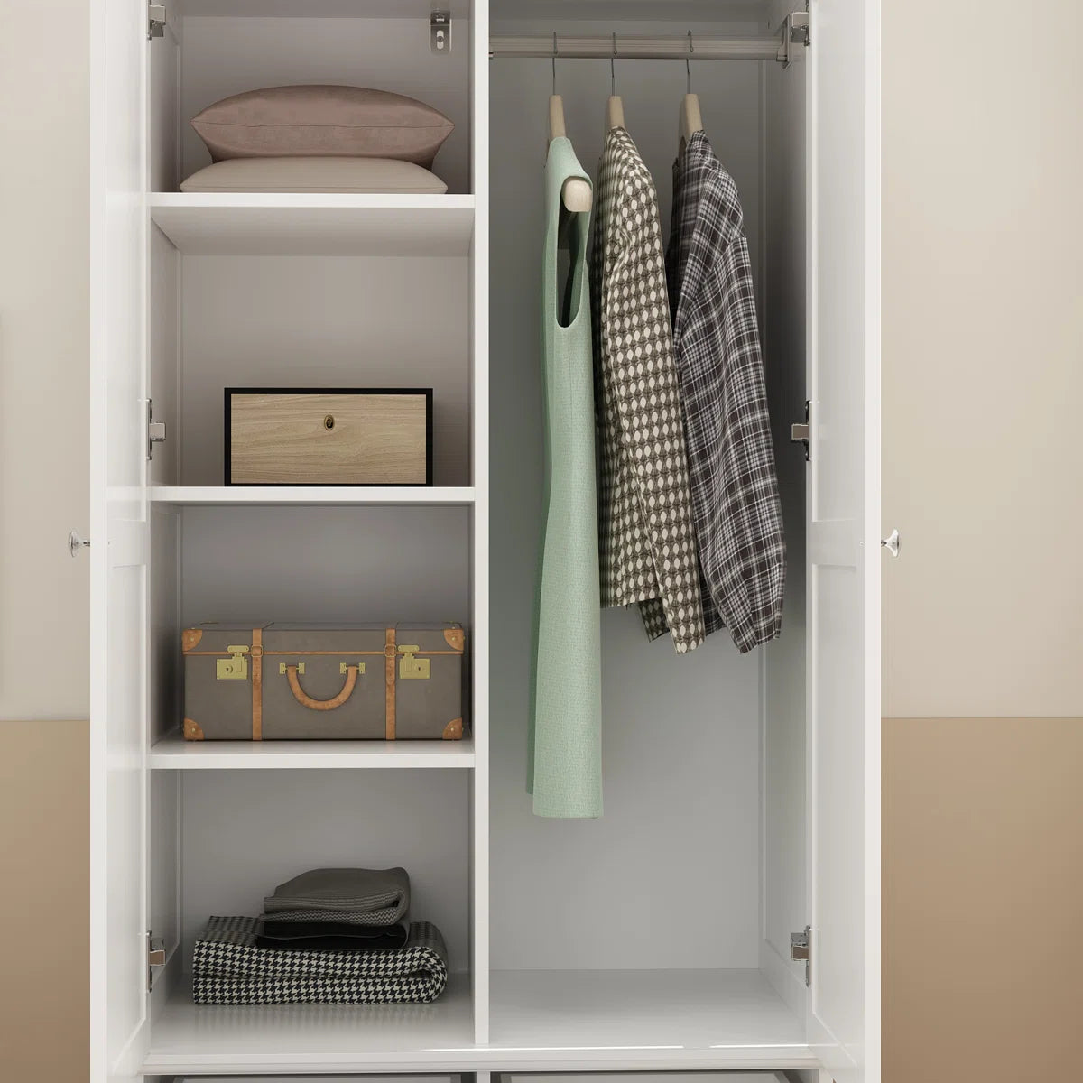 Elegant Talisha Wooden Wardrobe Armoire with 3 Large Drawers-OUCH CART | Wardrobe