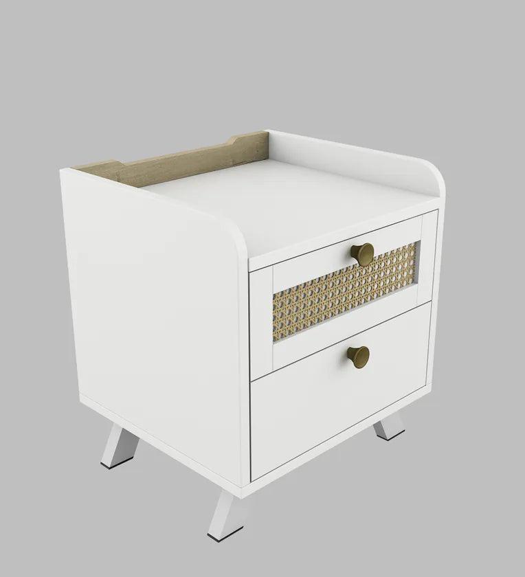 Lilly Bedside Table in Kingston White & Sebastian Oak Finish - Ouch Cart