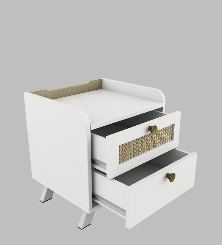 Lilly Bedside Table in Kingston White & Sebastian Oak Finish - Ouch Cart