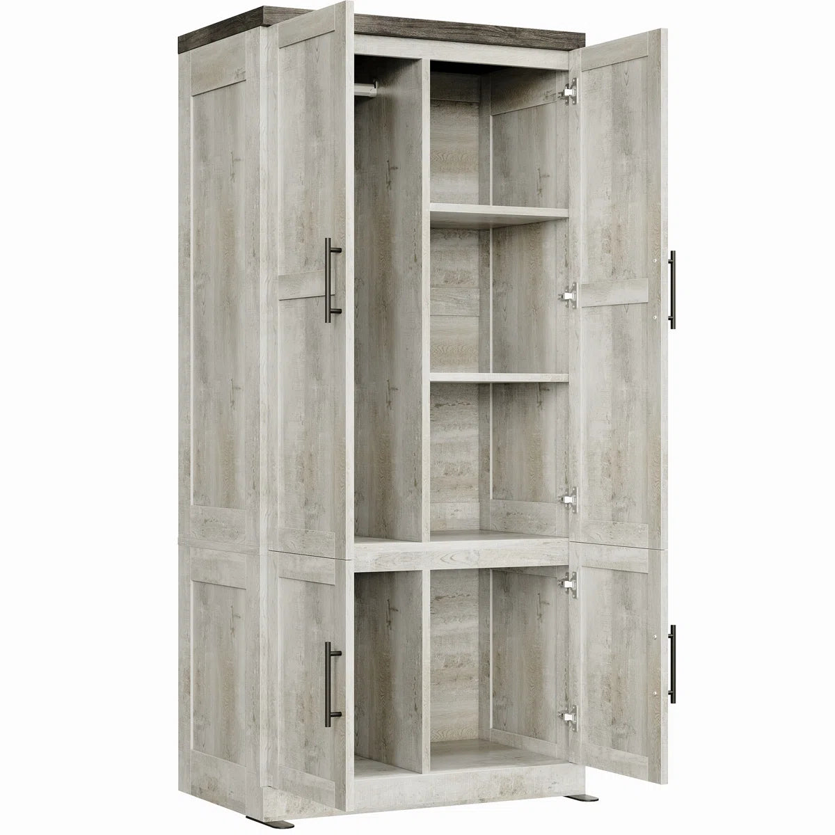 Sturdy 2-Door Wardrobe Closet with Hanging Rod and Spacious Interior OUCH CART