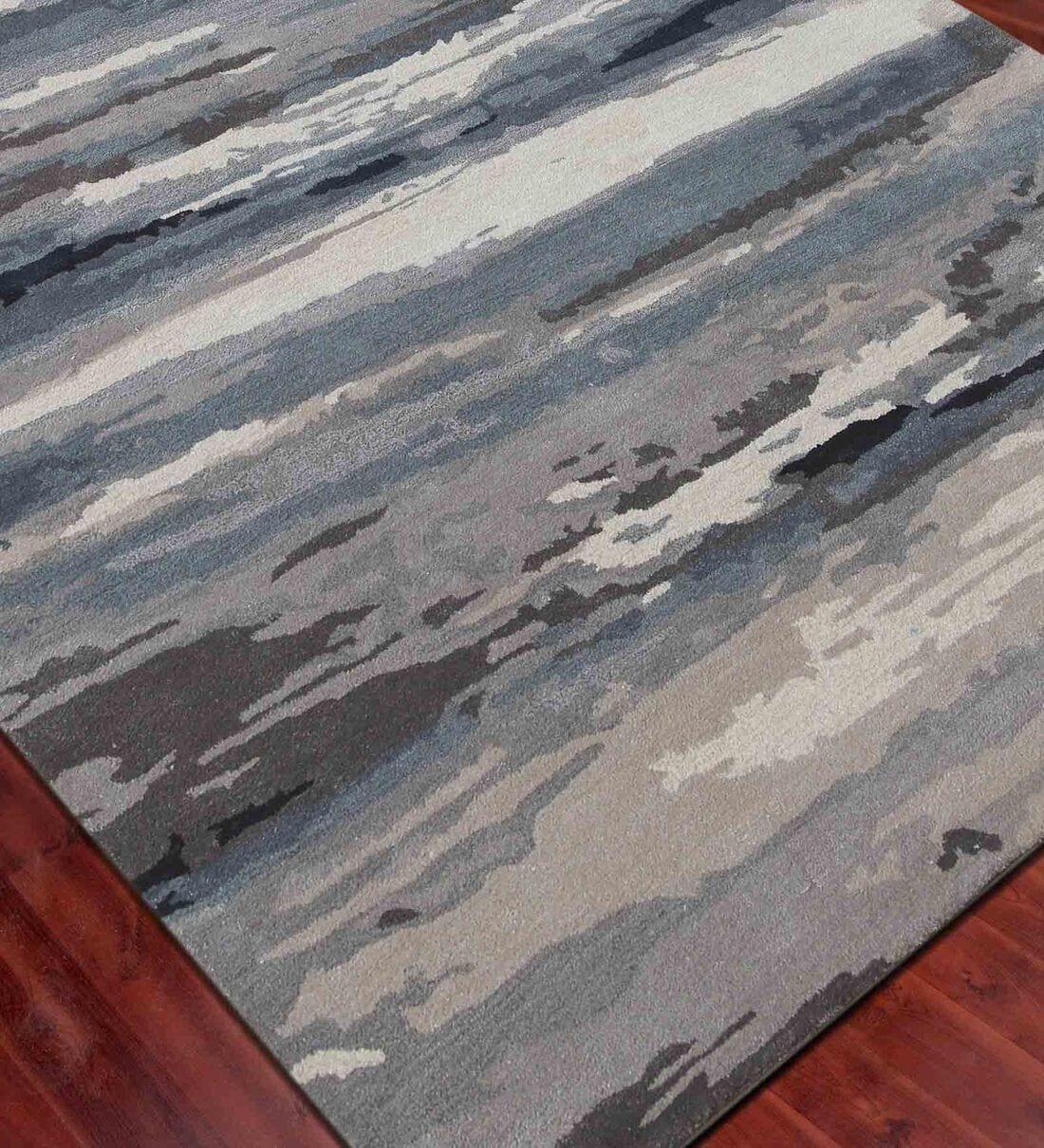 Sky Blue Wool & Viscose Dream Scape 5x8 Feet Hand-Tufted Carpet - Rug - Ouch Cart