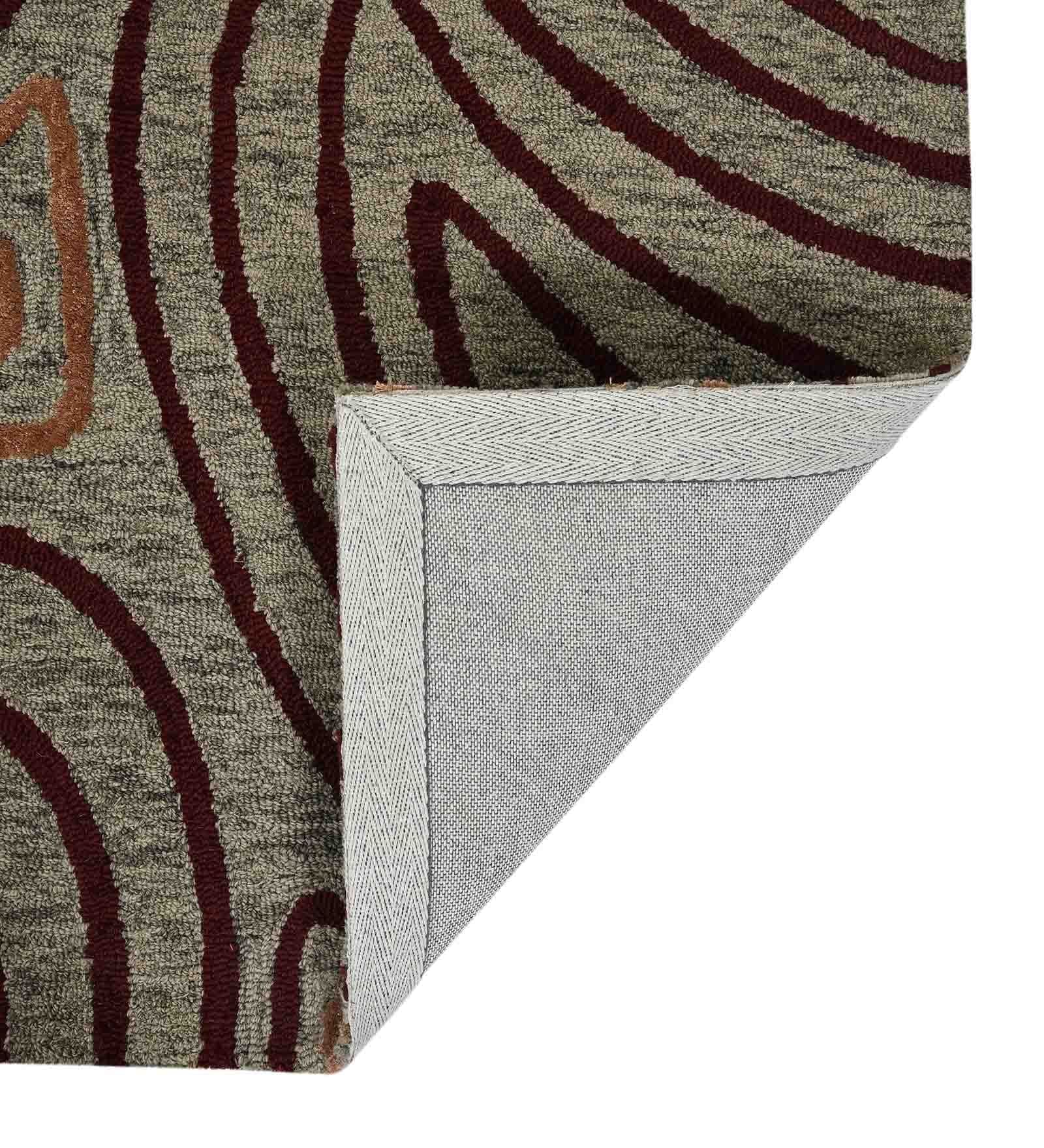 KHAKI Wool & Viscose Canyan 5x8 Feet  Hand-Tufted Carpet - Rug