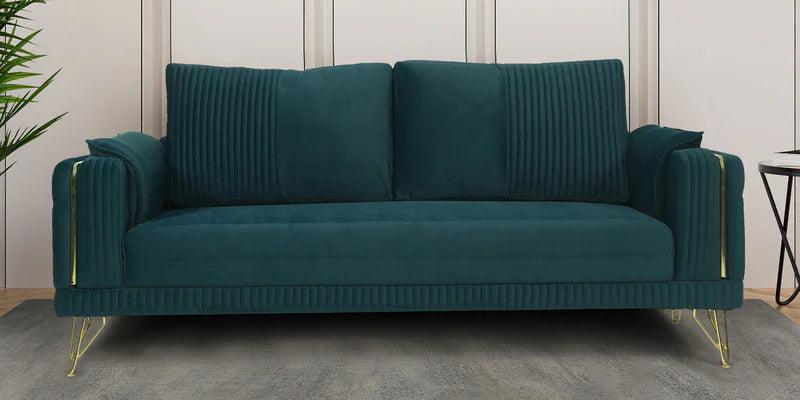 Velvet 3 Seater Sofa in Teal Blue Colour - Ouch Cart