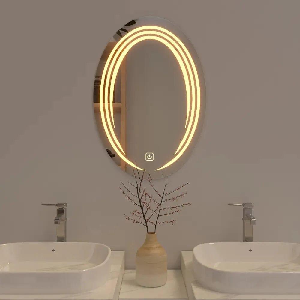 Modern Designed LED Oval Smart Touch Bathroom Wall Mirror - Ouch Cart
