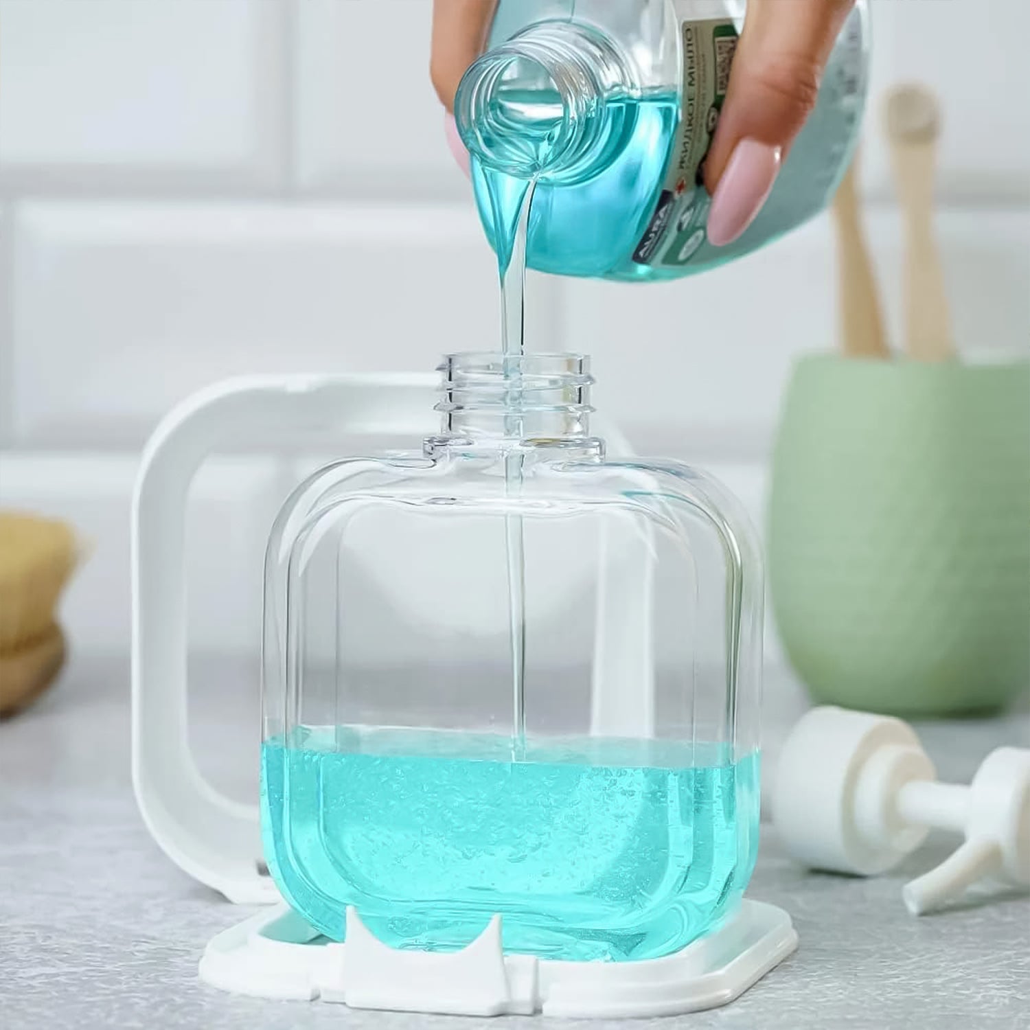 Snap Sink Dispenser Plastic Clear Empty Pump Lotion Bottles (1 Set) Wukusy