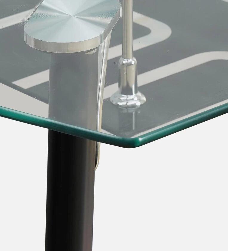 Glass 4 Seater Dining Set in Black Colour - Ouch Cart