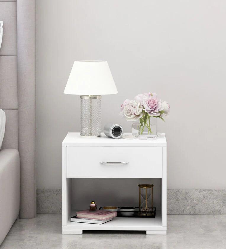 Bedside Table in Mist White Colour - Ouch Cart