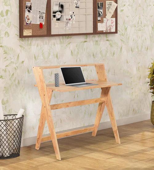 Merve Rocio Study Table in Natural Finish - Ouch Cart