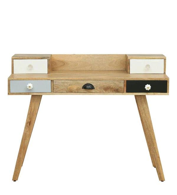 Vanessa Solid Wood Study Table In Natural Finish - Ouch Cart