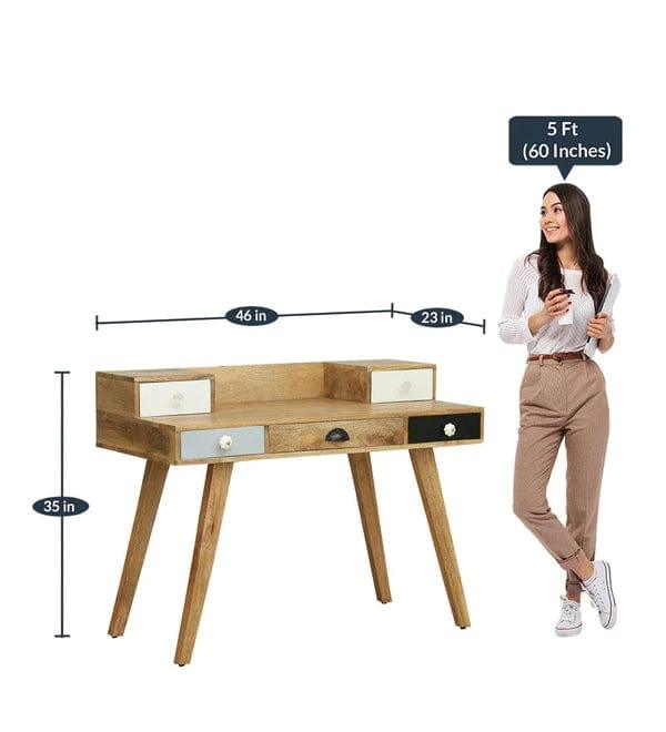 Vanessa Solid Wood Study Table In Natural Finish - Ouch Cart