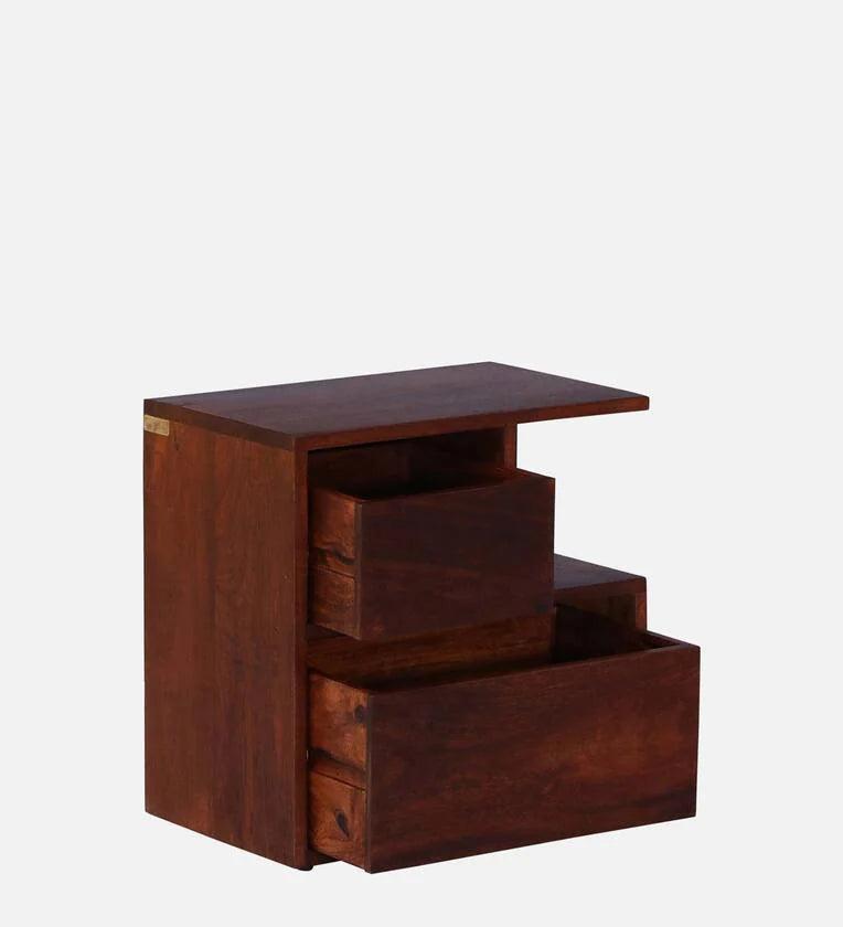 Z Solid Wood Rhs Bedside Table In Honey Oak Finish With Drawers - Ouch Cart