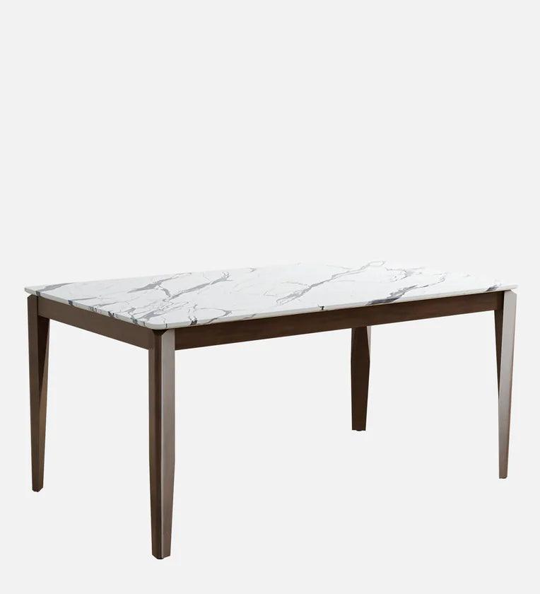 Solid Wood 6 Seater Dining Set In Marble Finish - Ouch Cart