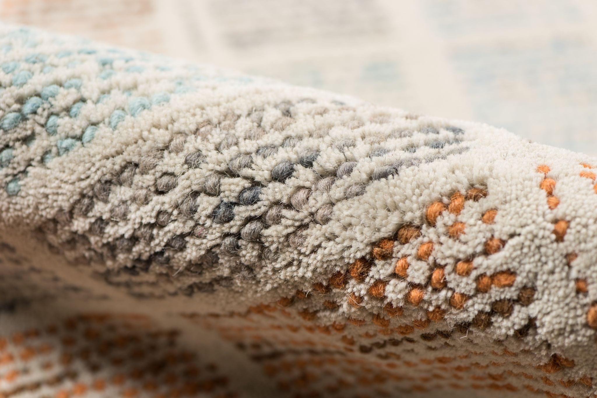 Aqua Blue Wool Vector 5x8 Feet Hand-Tufted Carpet - Rug - Ouch Cart