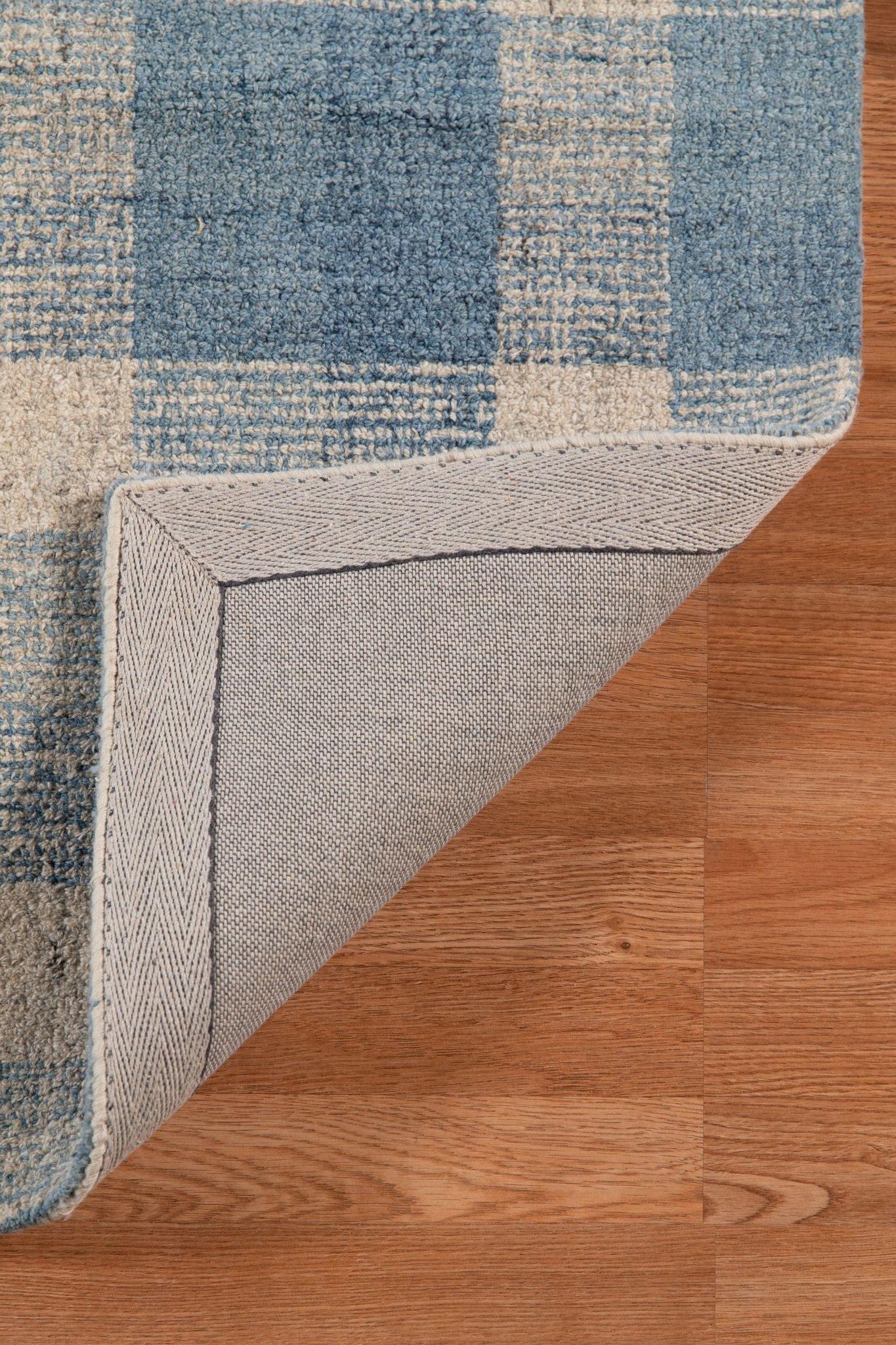 Blue Wool Tartan 8X10 Feet Hand-Tufted Carpet - Rug - Ouch Cart