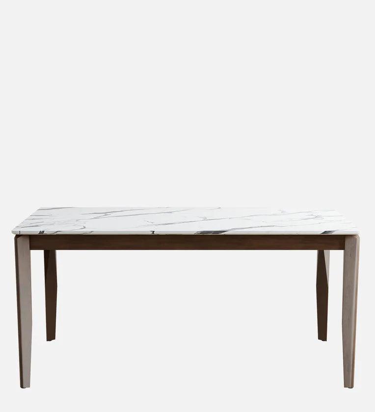 Solid Wood 6 Seater Dining Set In Marble Finish - Ouch Cart
