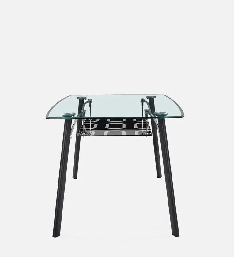 Glass Top 6 Seater Dining Set In Black Colour - Ouch Cart