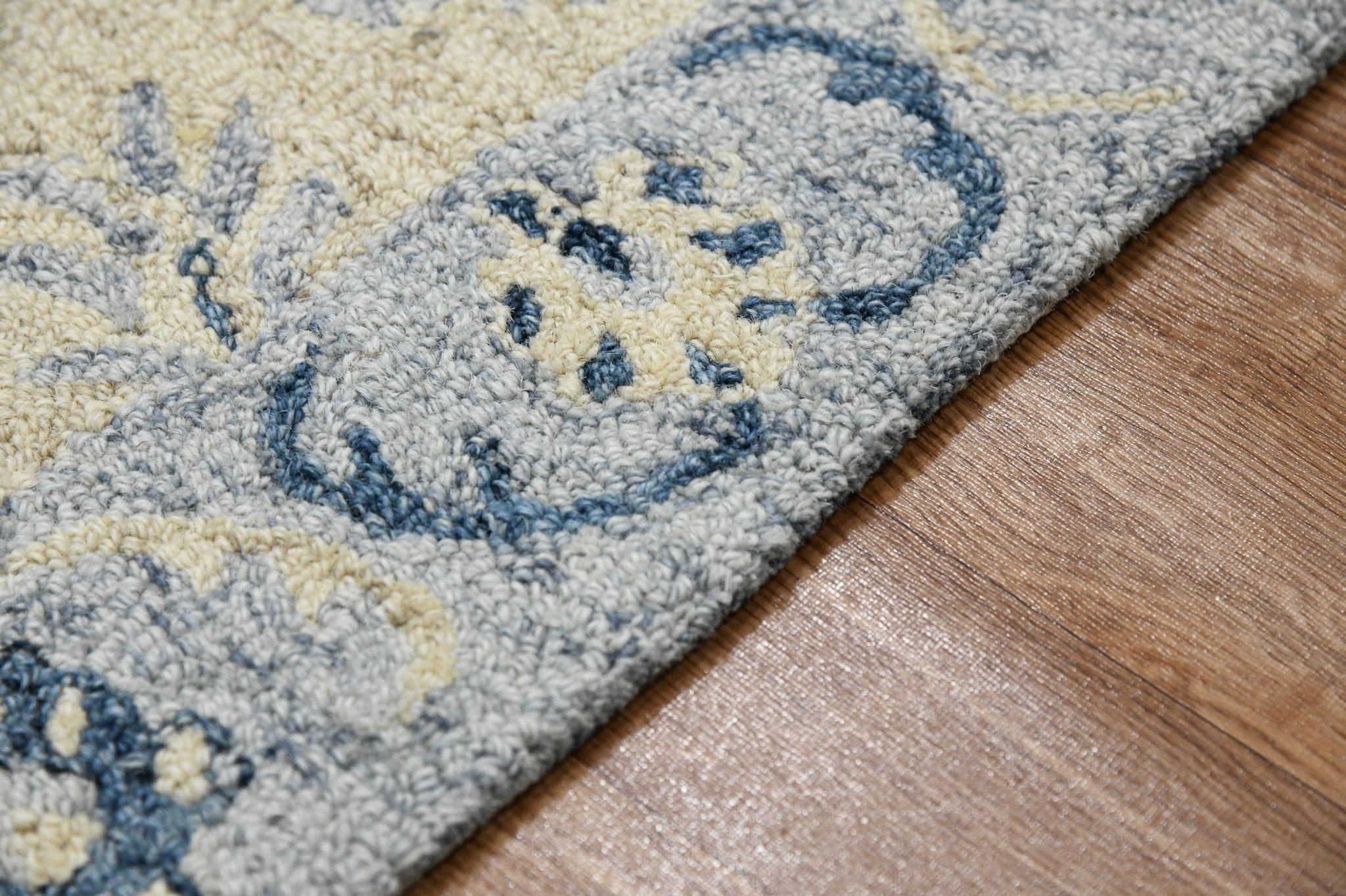 Light Blue Wool Romania 8X10 Feet Hand-Tufted Carpet - Rug - Ouch Cart