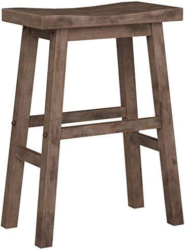 Barnwood Wire-Brush, 24-Inch wooden stool - Ouch Cart